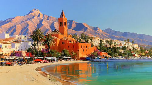 Marbella spanje strand en zee panorama