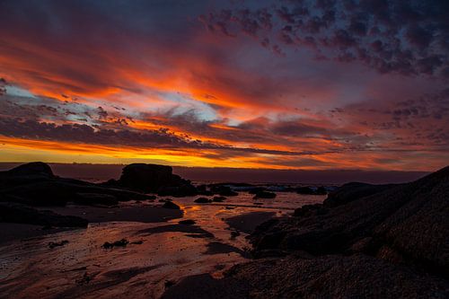 Zonsondergang Bloubergstrand Beach, Tafelberg Zuid Afrika