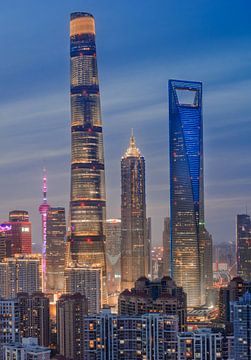 Shanghai in the evening by Sidney van den Boogaard