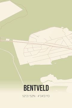Vintage landkaart van Bentveld (Noord-Holland) van MijnStadsPoster