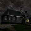 Kerk van schokland bij nacht van René Ouderling