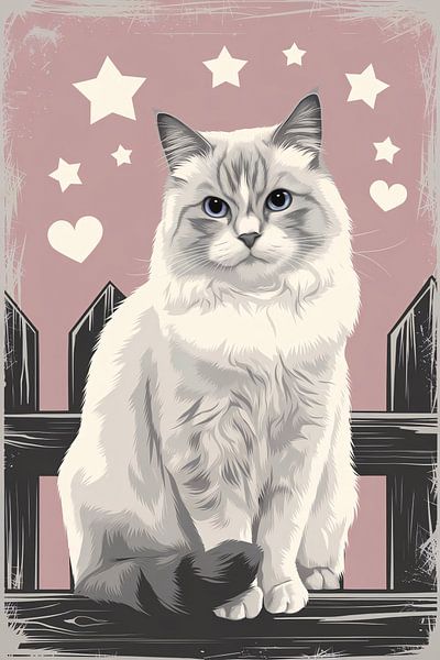 Cat poster with vintage charm by Art & Soul Creations