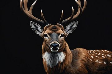 Deer with black background by De Muurdecoratie