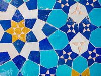 Colourful mosaic tiles from a mosque in Iran