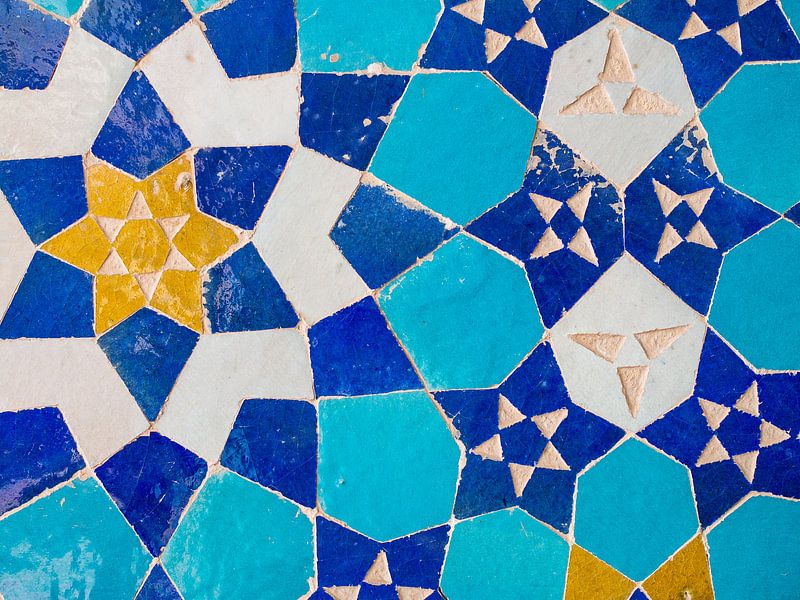Colourful mosaic tiles from a mosque in Iran by Teun Janssen
