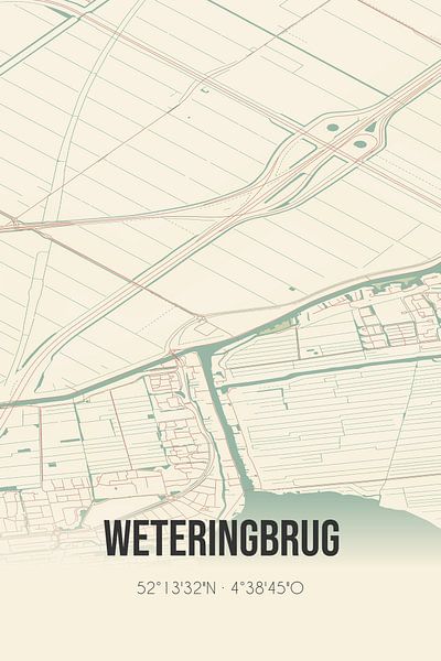 Alte Karte von Weteringbrug (Nordholland) von Ortsdrucke