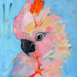 Colourful Pink Cockatoo – Expressive Bird Portrait by ATELIER KAMILA M