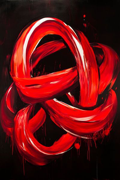 Rote Wirbel auf schwarzem Grund von Poster Art Shop