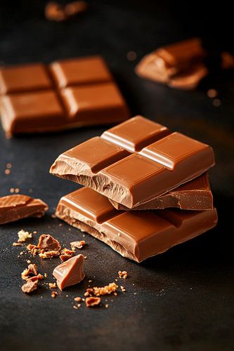 Tablettes de chocolat sur fond sombre