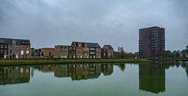 Waterspiegeling waterkantje aan de Piushaven