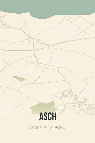 Vintage landkaart van Asch (Gelderland)