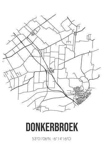 Donkerbroek (Fryslan) | Landkaart | Zwart-wit