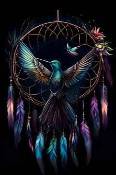 Attrapeur de rêves colibri indien animal de pouvoir spirituel sur Creavasis