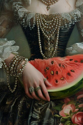 Victorian lady with watermelon