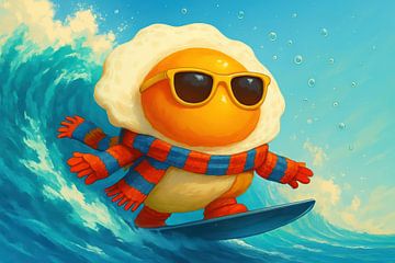 Cartoon-Ei auf blauer Welle von Imperial Art House