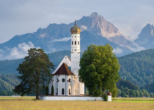 St. Colomankirche, zonsondergang Duitsland van Bob Slagter
