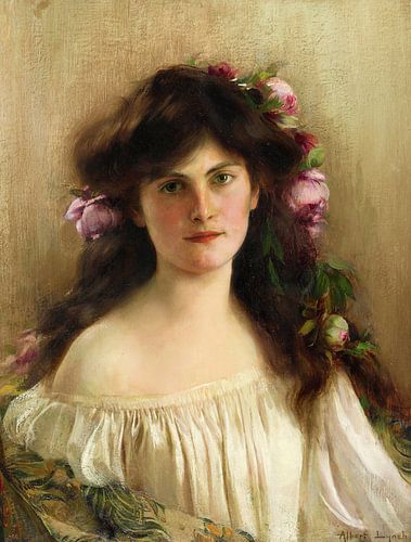 Albert Lynch,Een portret van een meisje