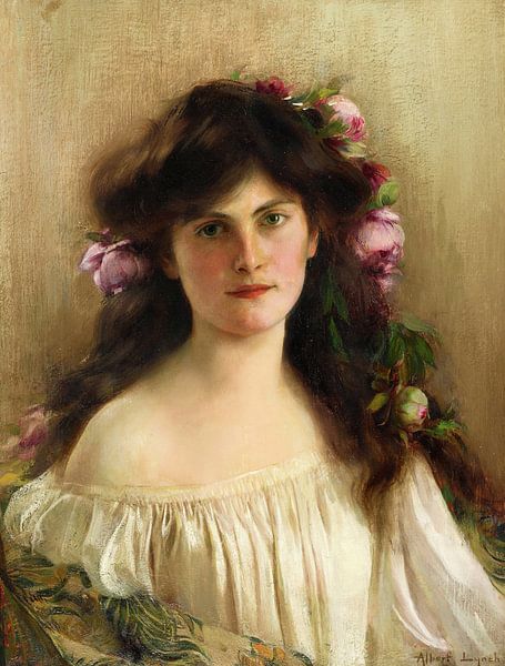 Albert Lynch,Das Porträt eines Mädchens von finemasterpiece