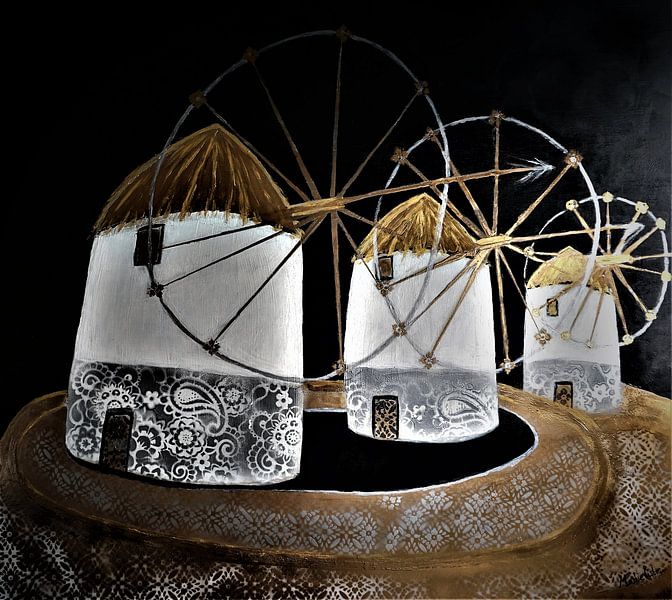 Mykonos de nuit par Marielistic-Art.com