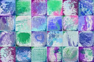 Collage mit blauen und grünen