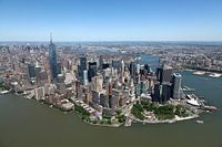 Aerial view of Manhattan Island, NYC