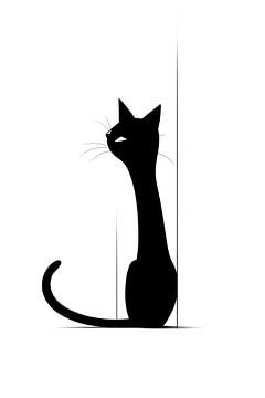 Cat Drawing Black and White by Preet Lambon