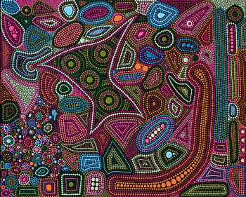 Welt Familie - Dot Art Malerei Tessa Smits
