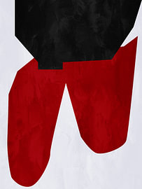 Minimalistische abstrakte Kunst mit organischen Formen in Schwarz- und Rottönen von Online Arts