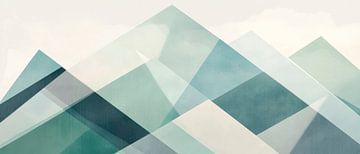 Verstrengelde bergsilhouetten in pastelkleuren van Poster Art Shop