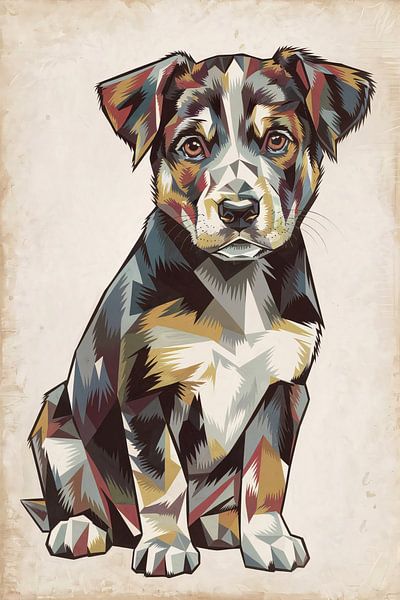 Geometric art of a puppy by Art & Soul Creations