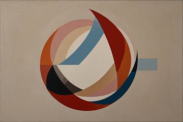 Abstracte symmetrie met cirkels en lijnen van De Muurdecoratie