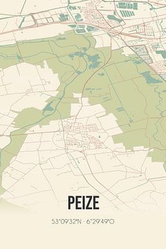 Vintage landkaart van Peize (Drenthe) van Rezona