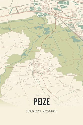 Alte Landkarte von Peize (Drenthe)
