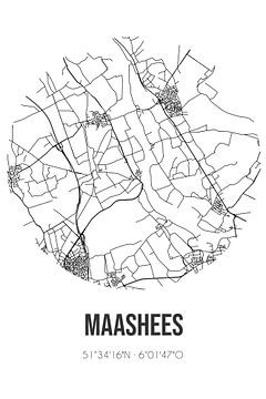 Maashees (Noord-Brabant) | Carte | Noir et blanc sur Rezona