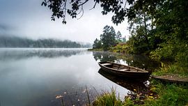 Melancholie in de ochtendnevel bij het meer van Christina Bauer Photos