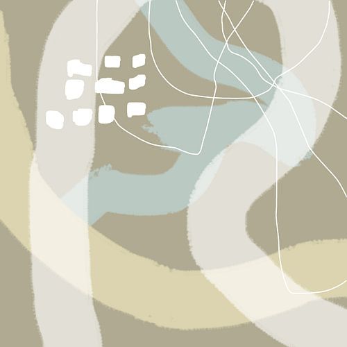 Art pastel abstrait dans les couleurs Wild Wonder, beige, brun et vert.