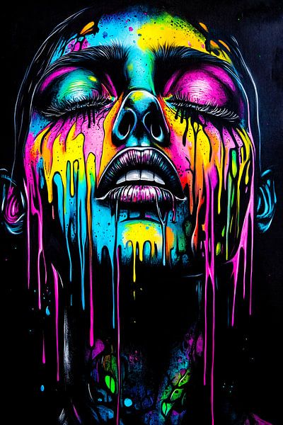 Tears of neon by Klaus Tesching - Art-AI