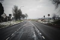 Winter Road: The Silence of the Open Field Road in the Cold