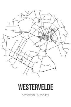 Westervelde (Drenthe) | Landkaart | Zwart-wit van Rezona