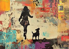 Verspielte Silhouette mit buntem Hintergrund von Blickfänger Gemälde