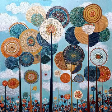Bomen Abstract | Vibrant Leaves in Sky van I ❤ Bloemen