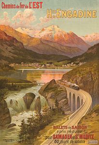 Hugo d’ Alési - Chemins de fer de l’Est – Hte. Engadine – Billets de Saison pour Samedan et St. Moritz (1895)