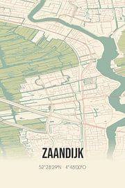 Vintage landkaart van Zaandijk (Noord-Holland) van Stad & Wand