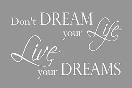 Live Your Dreams – Positives Zitat in Grau