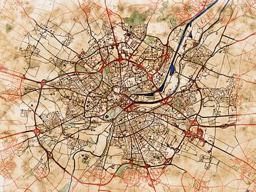 Kaart van Caen in de stijl 'Serene Summer' van Maporia