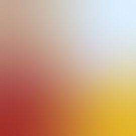 Retro 70er Jahre Neon Kunst. Abstrakter Farbverlauf in Gelb, verbranntem Orange und Hellblau. von Dina Dankers