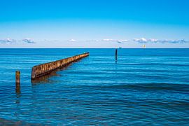 Groynes sur la côte de la mer Baltique à Nienhagen sur Rico Ködder