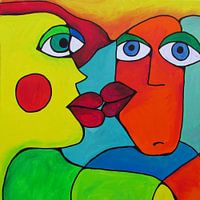 A passionate rush of colour: a kiss in abstraction
