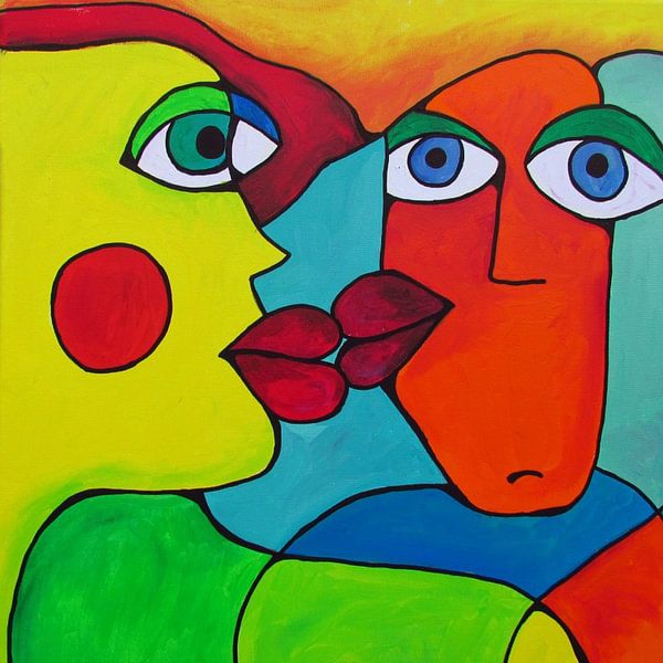 Leidenschaftlicher Farbenrausch: Ein Kuss in Abstraktion von Patricia Piotrak