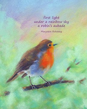 Rotkehlchens Morgenlied Haiku Englisch